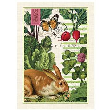 Michel Design Works Garden Bunny Cotton Kitchen Towel, Multicolor