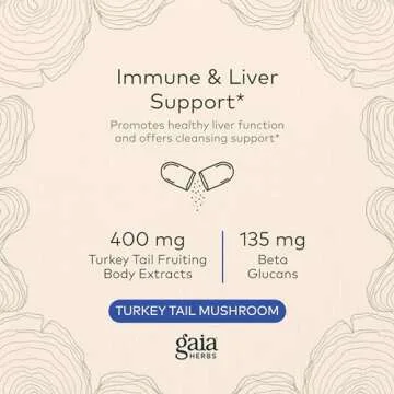 Gaia Herbs Turkey Tail Mushroom - Immune Support Supplement to Help Maintain Liver Health - with Organic Turkey Tail Mushroom Fruiting Body Extract - 120 Vegan Capsules
