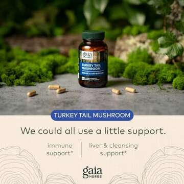 Gaia Herbs Turkey Tail Mushroom - Immune Support Supplement to Help Maintain Liver Health - with Organic Turkey Tail Mushroom Fruiting Body Extract - 120 Vegan Capsules