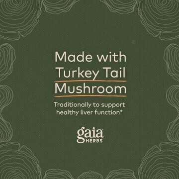 Gaia Herbs Turkey Tail Mushroom - Immune Support Supplement to Help Maintain Liver Health - with Organic Turkey Tail Mushroom Fruiting Body Extract - 120 Vegan Capsules