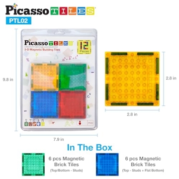 PicassoTiles Magnetic Brick Tiles - A Creative STEM Building Set