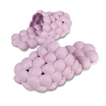Jaeynow Massage Bubble Slippers Slides Women,Pillow Slides Funny Lychee Spa Slippers for Men Indoor and Outdoor Non-Slip Bath Shower Shoes Bedroom House Gym Basketball Slides Sandals（Pink 39/40）