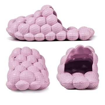 Jaeynow Massage Bubble Slippers Slides Women,Pillow Slides Funny Lychee Spa Slippers for Men Indoor and Outdoor Non-Slip Bath Shower Shoes Bedroom House Gym Basketball Slides Sandals（Pink 39/40）