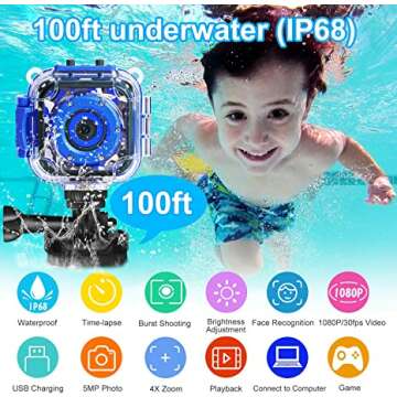 DROGRACE Kids Waterproof Birthday Camcorder