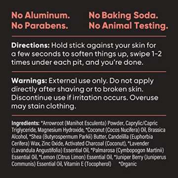 Pretty Frank Natural Aluminum-Free Deodorant Stick with Charcoal, Baking Soda-Free, Charcoal Seaside (1-Pack) | Sensitive Skin Friendly, Effective Odor Control for Women & Men, Organic Ingredients