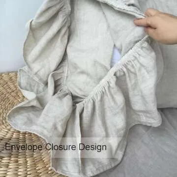 Nature Linen Ruffled Pillowcase, 100% French Linen Pillow Cover, 20x30'' Queen Size 1 Pack Farmhouse Pillow Case, with Decorative Ruffle Envelope Closure (Queen, Flax, 1 PCS)