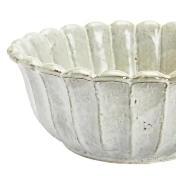 Creative Co-Op Stoneware Flower Shaped Bowl, Antique White Reactive Glaze, 10" L x 10" W x 4" H