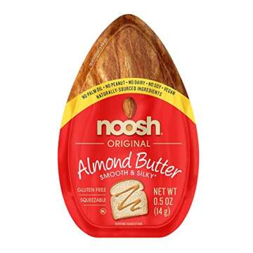 NOOSH Almond Butter (20 Count) - All Naturally Sourced, Vegan, Gluten Free, Non GMO, Kosher, No Soy, No Dairy, No Peanuts. No Palm Oil