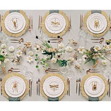 MAONAME 13" Gold Charger Plates, Round Reef Chargers for Dinner Plates, Plastic Plate Chargers for Table Setting, Wedding Decor, Set of 12