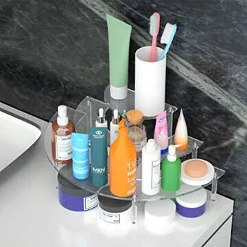 Acrylic Risers For Display , 3 Tier Clear Acrylic Risers Display Stand For Collectibles Display , Perfume Organizer，Half Moon Cupcake Stand