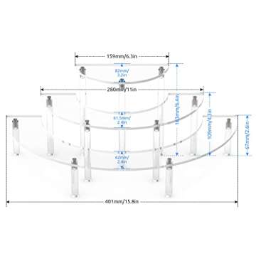 Acrylic Risers For Display , 3 Tier Clear Acrylic Risers Display Stand For Collectibles Display , Perfume Organizer，Half Moon Cupcake Stand