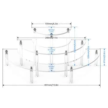Acrylic Risers For Display , 3 Tier Clear Acrylic Risers Display Stand For Collectibles Display , Perfume Organizer，Half Moon Cupcake Stand