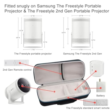 XINGFUDAO Projector Carrying case Compatible with Samsung the freestyle, Hard EVA Portable Storage Case Perfectly fits with The Freestyle Projector & The Freestyle 2nd Gen Projector (Black2)