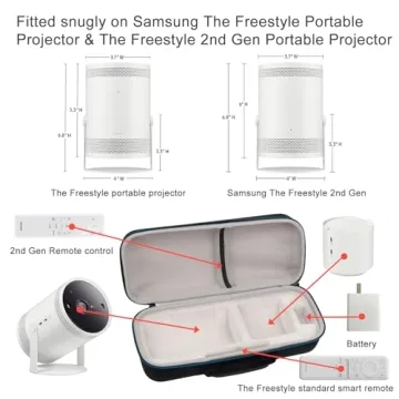XINGFUDAO Projector Carrying case Compatible with Samsung the freestyle, Hard EVA Portable Storage Case Perfectly fits with The Freestyle Projector & The Freestyle 2nd Gen Projector (Black2)