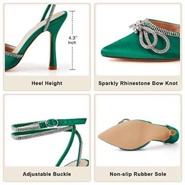 TINSTREE Summer Heels,Stilettos Kitten Heels Satin Wedding Shoes Women's Ankle Strap Rhinestone Heel...