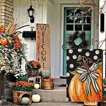 Thanksgiving Fall Garden Flag Durable Double-Sided Pumpkins 12x18