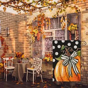 Thanksgiving Fall Garden Flag Durable Double-Sided Pumpkins 12x18