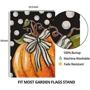 Thanksgiving Fall Garden Flag Durable Double-Sided Pumpkins 12x18