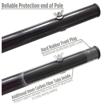 CooB Upgraded Travel Collapsible Light Strong Carbon Fiber Handle Pole for Metal Detector Hunting Sand Scoop Shovel, Sand Scoop Not Included (Carbon Fiber Handle)