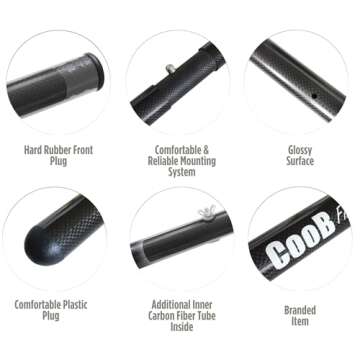 CooB Upgraded Travel Collapsible Light Strong Carbon Fiber Handle Pole for Metal Detector Hunting Sand Scoop Shovel, Sand Scoop Not Included (Carbon Fiber Handle)