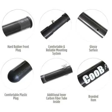 CooB Upgraded Travel Collapsible Light Strong Carbon Fiber Handle Pole for Metal Detector Hunting Sand Scoop Shovel, Sand Scoop Not Included (Carbon Fiber Handle)