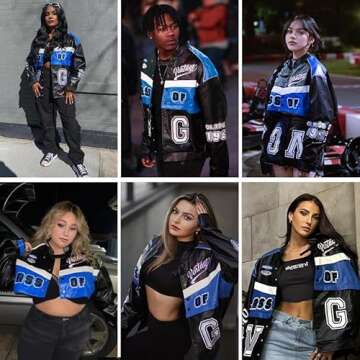 Vamtac Leather Racing Varsity Jackets Oversized Vintage Letterman Racing Bomber Coat Trendy Streetwear