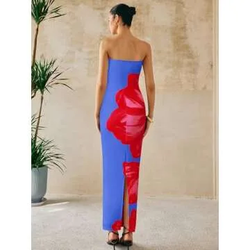 Elegant PRETTYGARDEN Women's Floral Strapless Maxi Dress