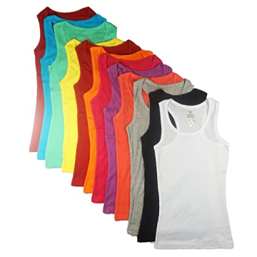 Vibrant 12 Pack Women's Cotton Tank Tops for Summer Style