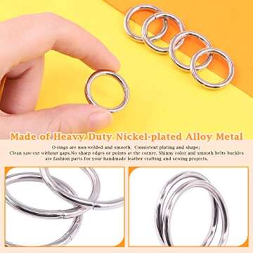 Rustark 60 Pcs 5/8 Inch Silver Heavy Duty Metal O Ring, 3mm Thick Webbing Buckle Loop Ring, Multi-Purpose Clasps Buckles Round Rings for Craft DIY Accessories (16mm)
