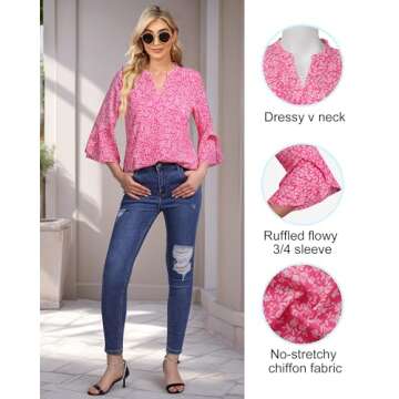 Gaharu Floral Tops Trendy Casual Blouses for Women