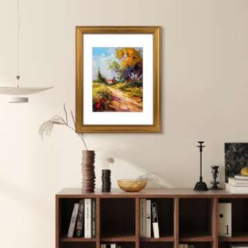 Golden State Art, 11x14 Dark Gold Wall Hang Photo Frame with White Mat for 8x10 Pictures