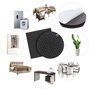 Yelanon Non Slip Furniture Pads -56 pcs（1+2）” Furniture Grippers, Non Skid Furniture Legs,Self Adhesive Rubber Furniture Feet, Anti Slide Furniture Hardwood Floor Protector for Keep Couch Stoppers