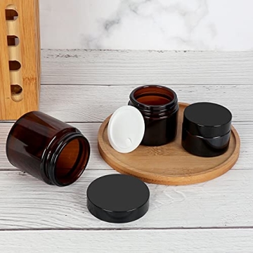 15 Pack Stylish Amber Glass Jars with Lids for Beauty Products