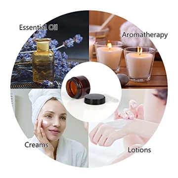 15 Pack Stylish Amber Glass Jars with Lids for Beauty Products