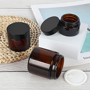 15 Pack Stylish Amber Glass Jars with Lids for Beauty Products