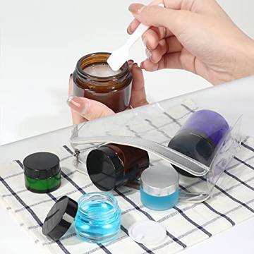 15 Pack Stylish Amber Glass Jars with Lids for Beauty Products