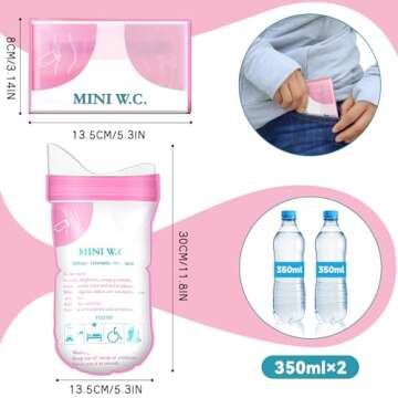 Angkeel Disposable Urine Bags, Pee Bags for Camping Travel Urinal Toilet Traffic Jam Emergency Portable Toilet Bee Bag for Men Women Kids Patient,12 Pcs（Pink）