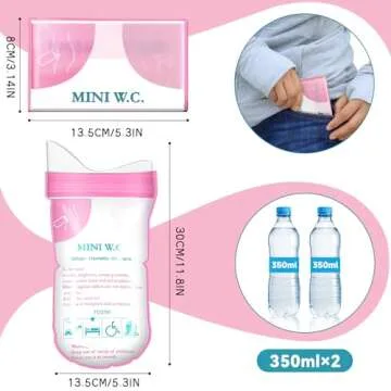 Angkeel Disposable Urine Bags, Pee Bags for Camping Travel Urinal Toilet Traffic Jam Emergency Portable Toilet Bee Bag for Men Women Kids Patient,12 Pcs（Pink）
