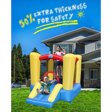 ACTION AIR Bounce House, Toddler Inflatable Bounce House with Blower for Indoor/Outdoor, 85x61x55 Inch Bouncy Castle with Durable Sewn and Extra Thick, Jump House with Slide, Age 3-4
