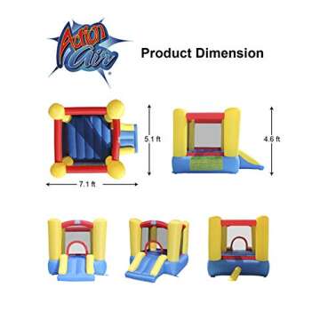ACTION AIR Bounce House, Toddler Inflatable Bounce House with Blower for Indoor/Outdoor, 85x61x55 Inch Bouncy Castle with Durable Sewn and Extra Thick, Jump House with Slide, Age 3-4