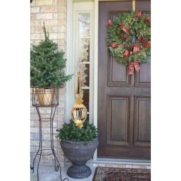 3 Pcs 16" Large Christmas Ball Ornaments, Giant Shatterproof Finial Drop Ornaments Christmas Tree Topper Decorations Bronze Christmas Huge Christmas Ornaments Hanging Ball for Holiday Christmas Decor