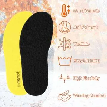 2 Pairs Wool Shoe Insoles - Winter Warm Inserts for Nurse, Chef, Wide Toe Box Shoes - Memory Foam Replacement Insoles for Women/Men - Black Size 6