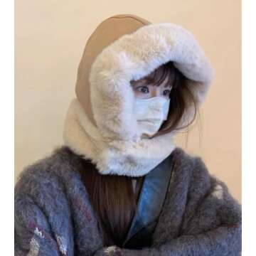 Womens Faux Fur Lined Winter Balaclava Beanie