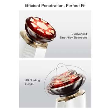 INIA Microcurrent Facial Device, 3-in-1 Facial Massager Red Light Therapy Beauty Device for Face and Neck Skin Rejuvenation Lifting, Tightening, Infusing, Effective Wrinkle and Puffiness Reduction