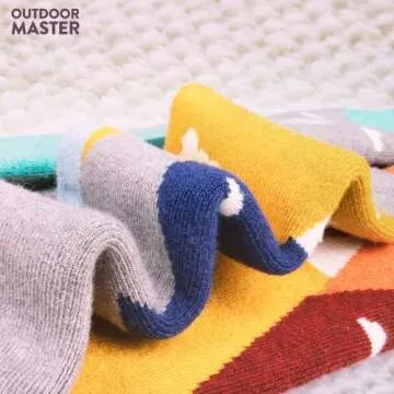 OutdoorMaster Kids Ski Socks - Merino Wool Blend, Over the Calf Design (S, Mt View, Dust Gray, Carrot Orange - 3)