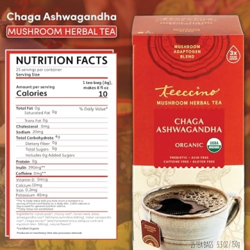 Teeccino Chaga Ashwagandha Butterscotch Herbal Tea