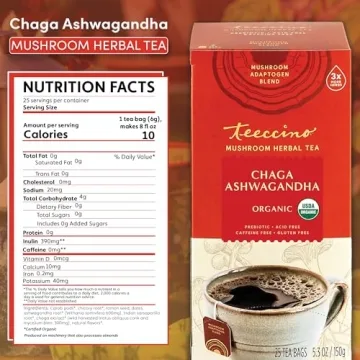 Teeccino Chaga Ashwagandha Butterscotch Herbal Tea