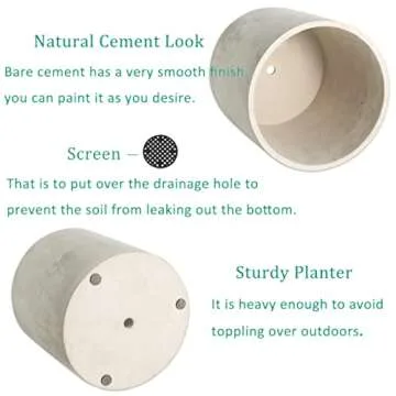 Pageqiu Plant Pots - 7.7 inch Cement Planters Indoor - Modern Grey Flower Pot with Drainage Hole - Home Office Decor