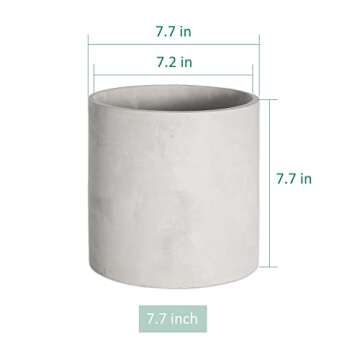 Pageqiu Plant Pots - 7.7 inch Cement Planters Indoor - Modern Grey Flower Pot with Drainage Hole - Home Office Decor