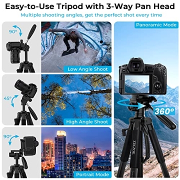 75" Heavy Duty Travel Tripod for Camera & Cell Phone